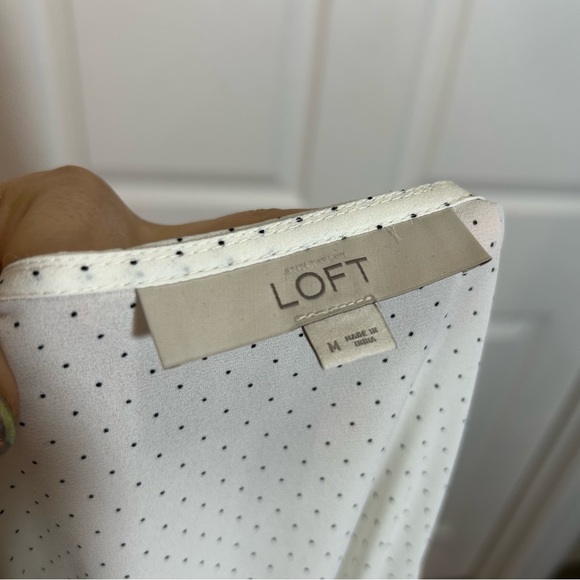 LOFT Cream Blouse with Black Lace Accents - Picture 7 of 7